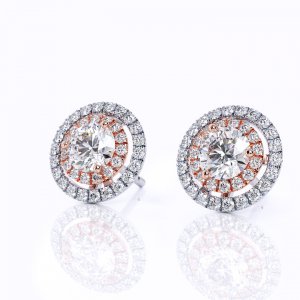 1.40 Carat Double Halo Diamond Earrings